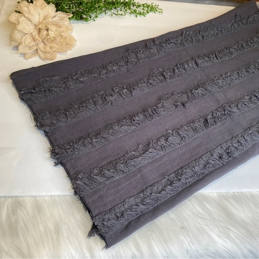 Juspurbet Grey Fringe Euro Sham Single Pillow Cover With Zipper Closure